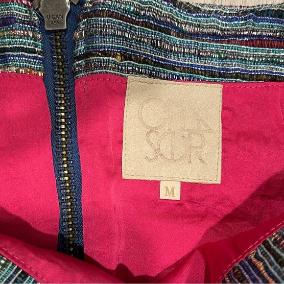 NWT Chaser Woven Silk Mini Skirt Colorful Metallic Stripes Zipper Size M - Picture 4 of 8